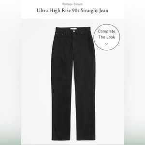 Black Abercrombie Ultra High Rise 90s Straight Jean, Size 2L
